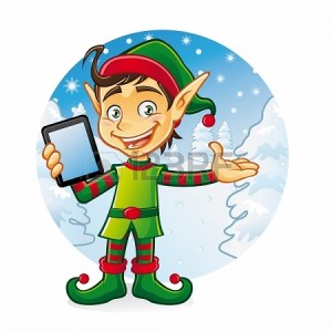 16974275-cartoon-young-elf-is-holding-ipad-with-a-friendly-smile-as-if-to-welcome-us-with-a-background-of-sno
